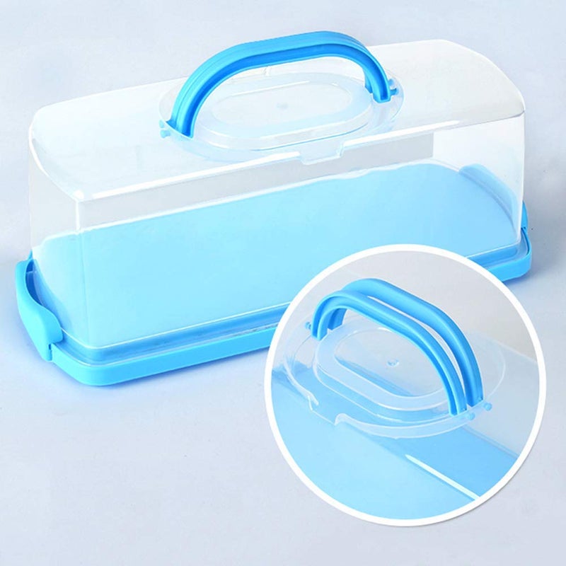 FEOOWV Portable Plastic Rectangular Loaf Bread Box with Transparent Lid, Bread Keeper for Carrying and Storing Loaf Cakes,Banana Bread,Pumpkin Bread,Quick Breads (Blue) - Image 4